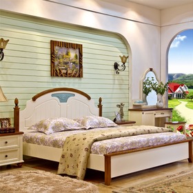 环保实木雕花双人床