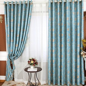 高遮光撞色花纹布艺窗帘