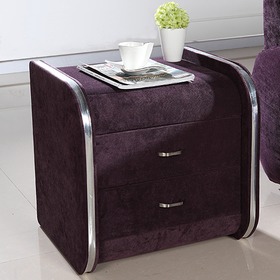 紫色布艺植绒床头柜