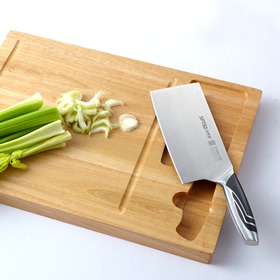 不锈钢刀具与实木砧板套装