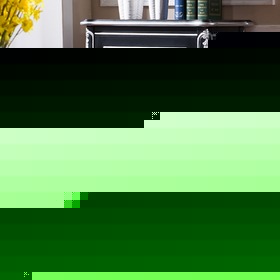 黑色实木描银五斗柜