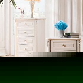 手工描银实木雕花五斗柜