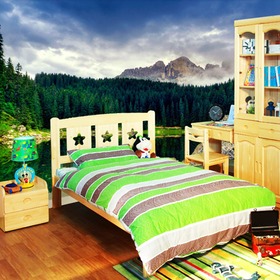 天然实木儿童床单人