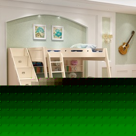 儿童实木储物高低床