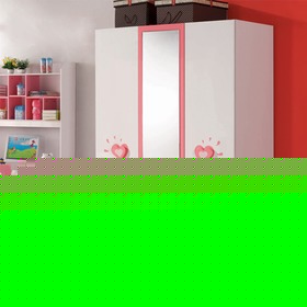 粉红色3门木质儿童衣柜