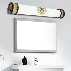 木艺仿羊皮镜前灯