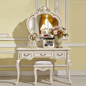 加厚水银镜描金雕花梳妆台