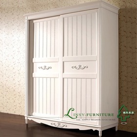 韩式仿古白实木衣柜