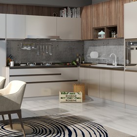 现代L型创意厨房布置