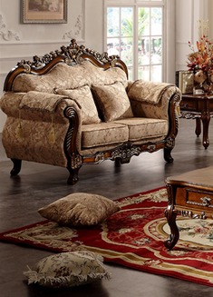 高档美式布艺实木雕花沙发