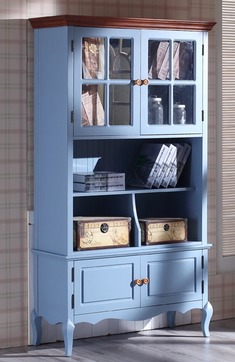 清新风蓝色地中海书柜组合