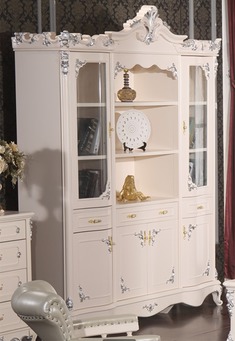 欧式实木雕花四门书橱