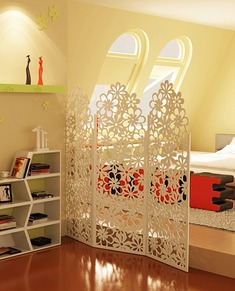 镂空雕花田园屏风