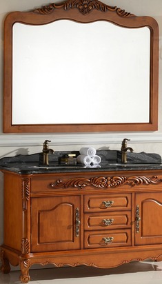 欧式仿古实木雕花浴室柜