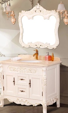 欧式橡木仿古雕花浴室柜组合