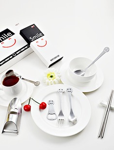 不锈钢笑脸便携式勺筷