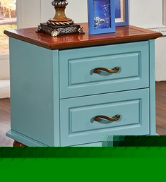 实木蓝色床头柜