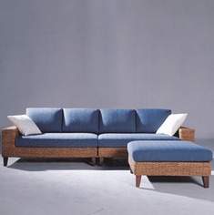 藤艺制作四人位客厅沙发