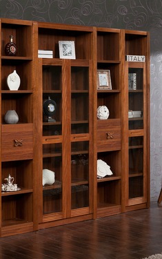 核桃木组装书柜