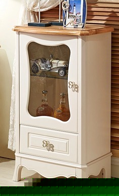 茉莉花白实木玻璃酒柜