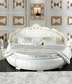 真皮漆光双人床