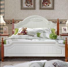 仿古白地中海实木床