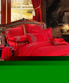 贡缎绣花婚庆床上多件套