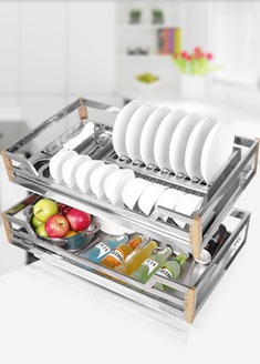 304不锈钢厨房碗碟拉篮