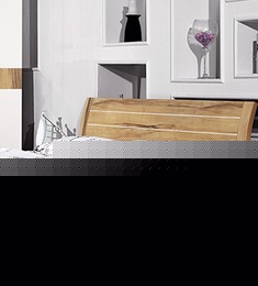 榉木纹板式双人床