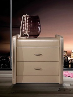 双抽皮艺床头柜