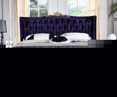 紫色绒布欧式双人床