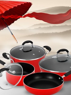 铝合金不粘无油烟套装锅