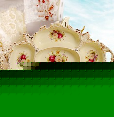 象牙黄描金陶瓷果盘