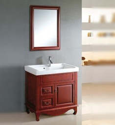 橡胶木柜体陶瓷台面洗衣柜