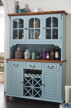 复古实木美式田园酒柜