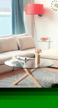 自然实木圆形茶几