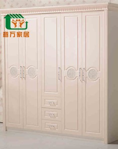 经济型粉色五门平开衣柜