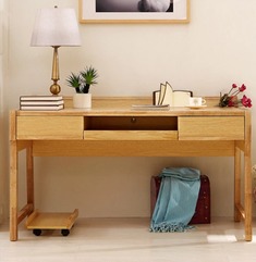 原木色斜搁板书桌