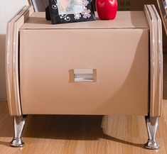 裸色皮艺床头柜