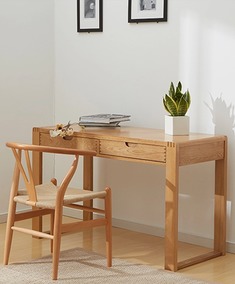 实木带抽写字桌