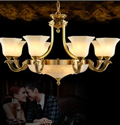 全铜仿云石浮雕吊灯