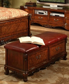 美式乡村实木床尾凳