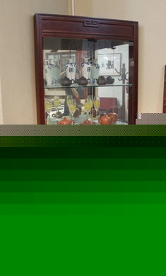 榆木玻璃门边柜