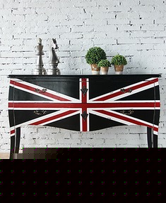 米字旗实木沙发边柜