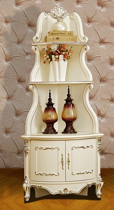 仿古白雕花边柜