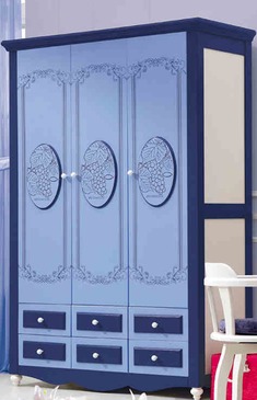 橡木蓝色大容量衣柜