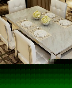 100%不锈钢大理石餐桌