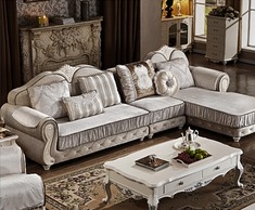 多人位米色欧式沙发