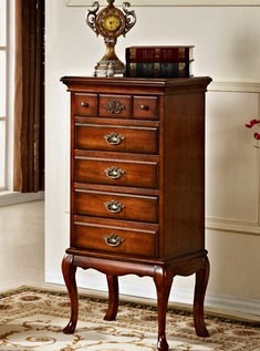 低调奢华实木雕花五斗柜