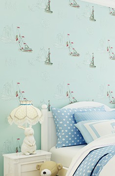 水墨印制小帆船纯纸壁纸